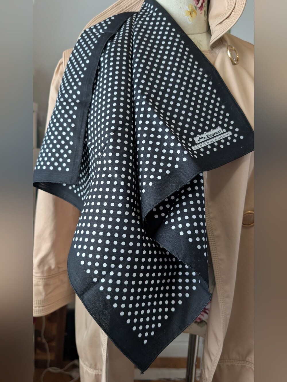 Everest Black Polka Dot Bandana/Handkerchief/Scarf